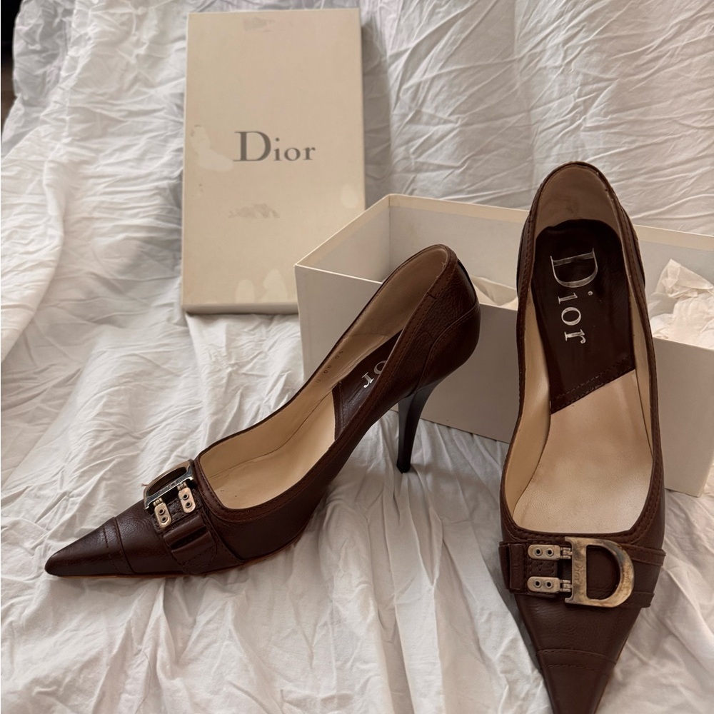 Dior Dark Brown Pointed Toe Heels